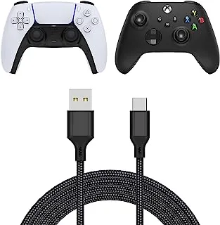 FYOUNG [5m USB C Cable for PS5 DualSense Controllers/Pro Controller/Xbox Series Controller/Nintendo Switch/Switch OLED/Switch Lite, Long Braided Charger Lead for Mobile Phone, Tablet - Black