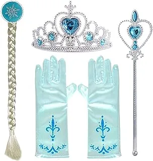 4 Pcs set Frozen Elsa Cosplay Tiara girl Hair Accessories set Crown Wig Wand and Gloves