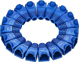 RJ45 Cat5e Cat6 Ethernet Network Cable Boot Cover Strain Relief Connector Protection 50 Pack (Blue)
