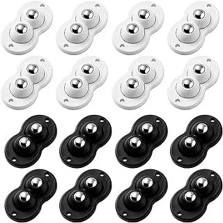 16pcs Self Adhesive Caster Wheels, 360 Degree Rotation Stainless Steel Paste Sticky Wheels,Universal Mini Swivel Caster Wheels for Box Bottom Storage Rack Furniture Trash Can (Double Beads)