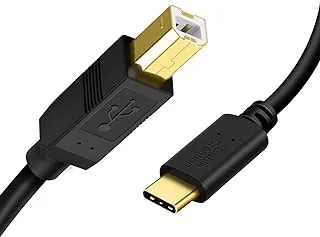 كابل CableCreation USB B إلى USB C بطول 15 قدم/4.5 متر، كابل الطابعة إلى USB C، سلك من النوع B إلى النوع C متوافق مع معظم طابعات منافذ USB-B، MacBook Pro/Air، وحدة تحكم Yamaha Midi/لوحة المفاتيح، إلخ.