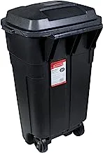 Rubbermaid Roughneck Heavy-Duty Wheeled Trash Can with Lid, 34-Gallon, Black, for Outdoor Use