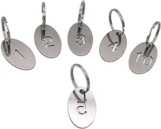 304 Stainless Steel Oval Key Tags with Ring, Hollowed Number ID Tags Key Chain, Numbered Key Rings