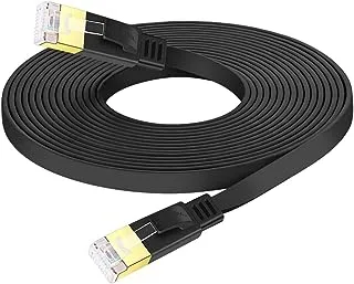 High Speed Gigabit Flat Lan Network Cable with RJ45 Gold Plated Connector, 10Gbps 600Mhz for Switch, Router, Modem, Patch Panel (5m)