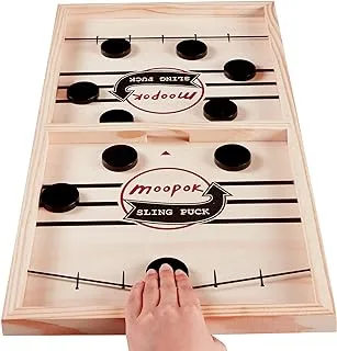 moopok Fast Sling Puck Game,Wooden Hockey Game Sling Puck.Desktop Battle Wooden Sling Hockey Table Game,Adults and Kids Family Games