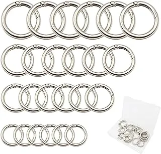 24 PCS Spring O Ring Set, YDSimple Round Carabiner Snap Trigger Buckle in 4 Size, Zinc Alloy Hooks Clip DIY for Keychain