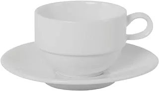 BARALEE PORCELIAN CERAMIC SIMPLE PLUS WHITE STACKABLE CUP, 091617A, 250 CC (8 1/2 OZ), PACK OF 6, Espresso Cup, Tea Cup, Coffee Cup, Cappuccino Cup, Coffee Mug Set, Tea Mug Set