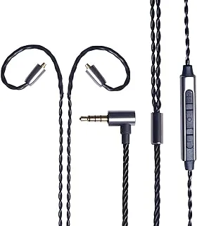 OKCSC Earphone Upgrade Cable,MMCX Earbuds Replacement Cord,4 Cores Gold-Plated Plug Earphones Audio Adapter for Shure SE215 SE315 SE535 (MMCX,Black,Mic)