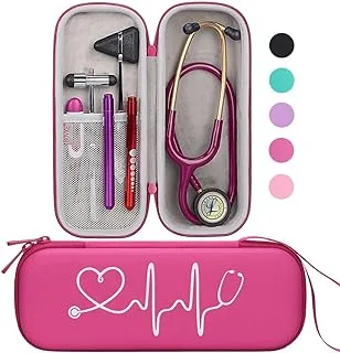 BOVKE Travel Carrying Case Compatible with 3M Littmann Classic III,MDF Acoustica Deluxe Stethoscopes - Extra Room for Medical Bandage Scissors EMT Trauma Shears and LED Penlight, Raspberry