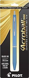 PILOT Acroball 1000 Ultra-Premium Refillable & Retractable Ball Point Pen, Blue Barrel, Fine Point, Black Ink, Single Pen (13656)