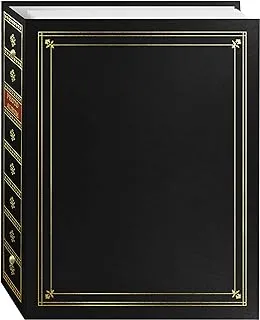 غطاء جلدي أسود من 3 حلقات ملزمة لألبومات الصور مع لهجات ذهبية لألبومات الصور مقاس 4 × 7 بوصات ، و 5 × 7 بوصات ، و 8 × 10 بوصات