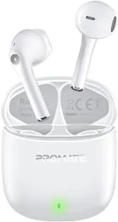 Promate Wireless Earphones,True Wireless Environmental Noise Cancelling Earbuds with IntelliTouch Control,30H Long Playtime,Portable Charging Case and Built-In Mic,Smartphones,Laptops,iPads,Lima-WHITE