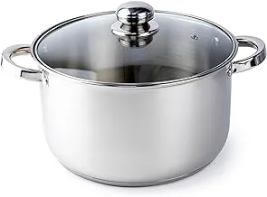 Wilson Amara Stainless Steel Casserole Pot with Twin Handles 28x16.5cm, Vented Glass Lid, Induction Ready, Oven Safe - 5-layer base