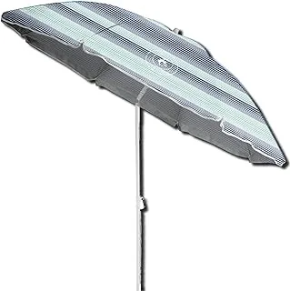 Caribbean Joe Chaby International Portable, Adjustable Tilt Beach Umbrella with UV Protection | Vented Canopy, Built-in Sand Screw Anchor, Carry Bag | 6 FT (Horizon Stripe) (CJ-UV72HS)
