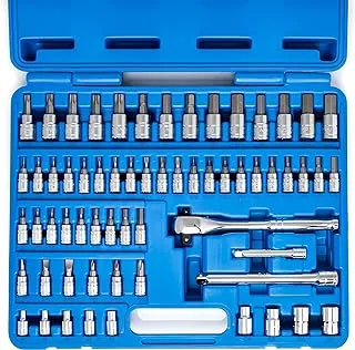 NEIKO 01146A Premium Master Combination Bit Socket Wrench Set | 62 Piece | SAE and MM | 1/4