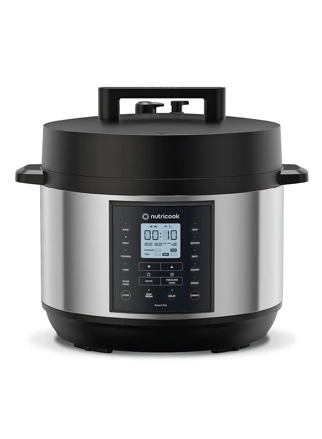 nutricook Smart Pot 2 Plus 9 Appliances in 1 Pressure Cooker Slow Cooker Rice Cooker Steamer Sauté Pot Yogurt Maker Soup Maker Cake Maker and Food Warmer 9.5 L 1500 W SP210L Silver/ Black