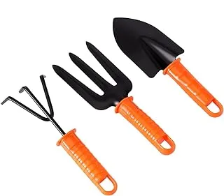 Lawazim Garden Tools -3 Piece- Durable Corrosion Resistant Hand Fork Hand Rake and Trowel - Gardening Kit for Planting Weeding and Soil Cultivation - in Garden Patio Balcony for DIY and Professionals