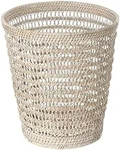 Kouboo La Jolla Rattan Mesh Round Waste Basket, White Wash (1030060)