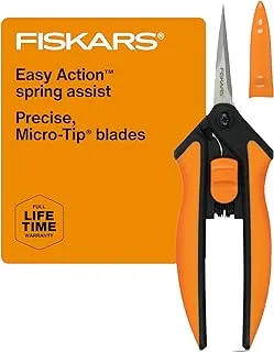 Fiskars Softouch Micro-Tip Pruning Snip, Non-Coated Blades, Orange/Black (399240-1003)