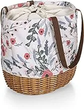Picnic Time - A Picnic Time Brand Coronado Canvas and Willow Basket Tote, (Floral Pattern)