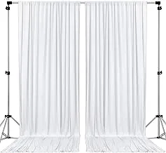 AK TRADING CO. 10 feet x 10 feet Polyester Backdrop Drapes Curtains Panels with Rod Pockets - Wedding Ceremony Party Home Window Decorations - White