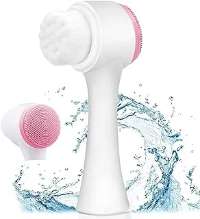 ECVV Manual Facial Cleansing Brush, 2-in-1 Skin Care face Brush, Silicone Facial Scrubber Manual Dual Face Wash Brush for Deep Pore Exfoliation Massaging | Random Color |
