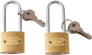 Lawazim Brass Padlock 30mm 2 Piece | Padlocks with Key, Pad Lock with Key, Storage Lock Shackle for Outdoor Indoor Use