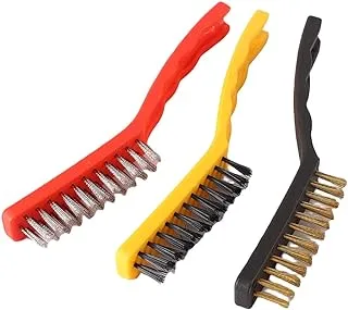 Lawazim Wire Brush set 3 Piece | Wire Brushes for Cleaning with Curved Handle Grip for Rust Removal, Dirt, Paint Scrubbing