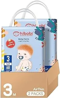 Hibobi -Ultra Soft Absorbent Pants Diapers - Size 5-12-17Kg - 52Pcs - Pack of 2