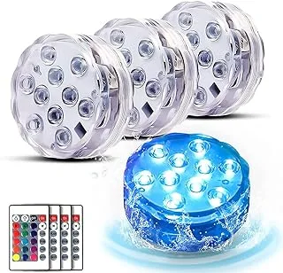 KASTWAVE Submersible LED Lights with Remote Control,4 Packs Waterproof Underwater Lights,Bath Lights with 16 Colors Pond Light,Light for Aquarium,Vase,Hot Tub,Swimming Pool and Party Decoration