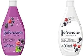 Johnson's Body Wash, Replenishing Raspberry 400ml, Body Lotion, Replenishing Raspberry 400ml