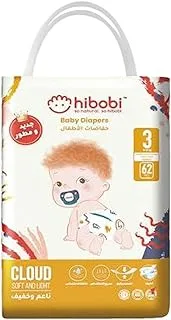 Hibobi Airthin Diapers, Size 3(M), 6-12kg, 62 Diapers