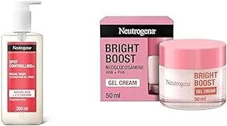 Neutrogena, Facial Wash Spot Controlling, 200ml + Neutrogena Gel Cream, Bright Boost, 50 ml
