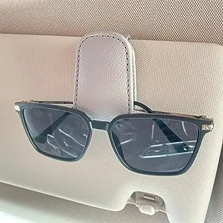 KIWEN Sunglasses Holders for Car Sun Visor, Magnetic Leather Glasses Eyeglass Hanger Clip for Car, Ticket Business Card Clip Eyeglasses Mount Car Visor Accessories (Grey)