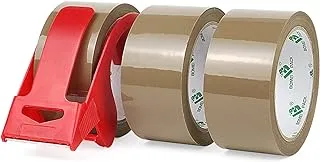 BOMEI PACK Heavy Duty Brown Packing Tape 6 Pack with Free Dispenser,48MM x 50M,Brown Tape Refills for Shipping Box Packaging Tape for Moving, Office & Storage,Tan Color Tape (3)
