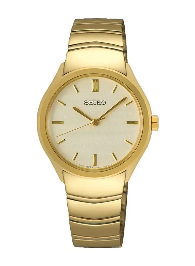 Seiko Women Analog Round Shape Stainless Steel Wrist Watch SUR552P - 29 Millimeter