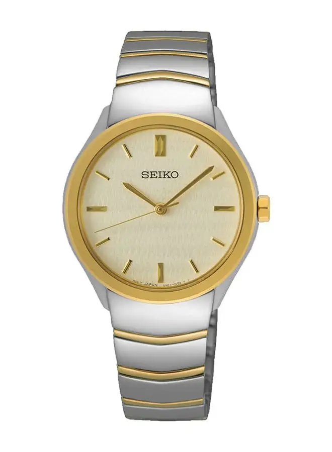Seiko Women Analog Round Shape Stainless Steel Wrist Watch SUR550P - 29 Millimeter