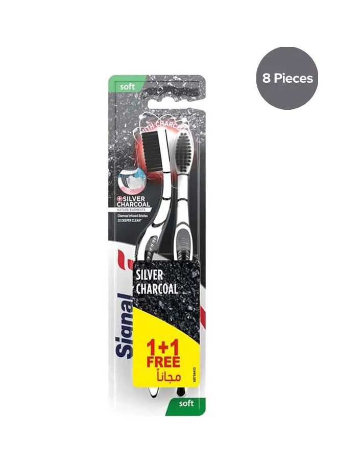 Signal Silver Charcoal Soft Toothbrush 8 Pieces