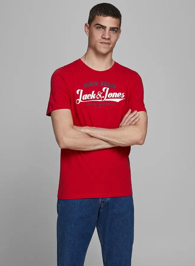 JACK & JONES Front Logo T-Shirt Tango Red