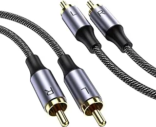 MOSWAG 2RCA Male to 2RCA Male Audio Cable RCA Stereo Cord 6.6Ft/2M,RCA Cable Nylon Braided Audio Cord for Home Theater, HDTV, Amplifiers, Hi-Fi Systems, Car Audio, Speakers
