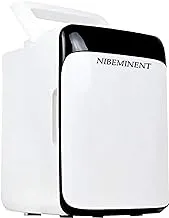 ثلاجة سيارة NIBEMINENT 10 لتر ثلاجات سيارة 220 فولت/12 فولت فريزر صغير للسيارة/المنزل ثنائي الاستخدام ثلاجة صغيرة صندوق بارد صندوق تدفئة أسود