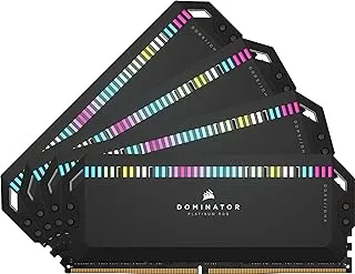 ذاكرة الوصول العشوائي CORSAIR DOMINATOR PLATINUM RGB DDR5 سعة 64 جيجابايت (4 × 16 جيجابايت) 6600 ميجاهرتز CL32 Intel XMP iCUE المتوافقة مع ذاكرة الكمبيوتر - أسود (CMT64GX5M4B6600C32)