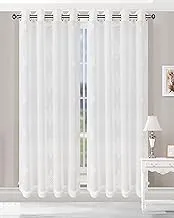 Superior Modern Damask Sheer Grommet Curtain Panel Set, 2 Panels, Light Semi-Sheer Long Shades for Living/Dining Room, Kitchen, Farmhouse, Bedroom Window Curtains, 52