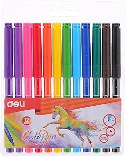 DELI Washable Markers, Fine Line Markers, Basic Colored Pens Set for Kids Artist Adults, Arts and Crafts Kits Supplies, Gift for Kids 12 Colors EC10003