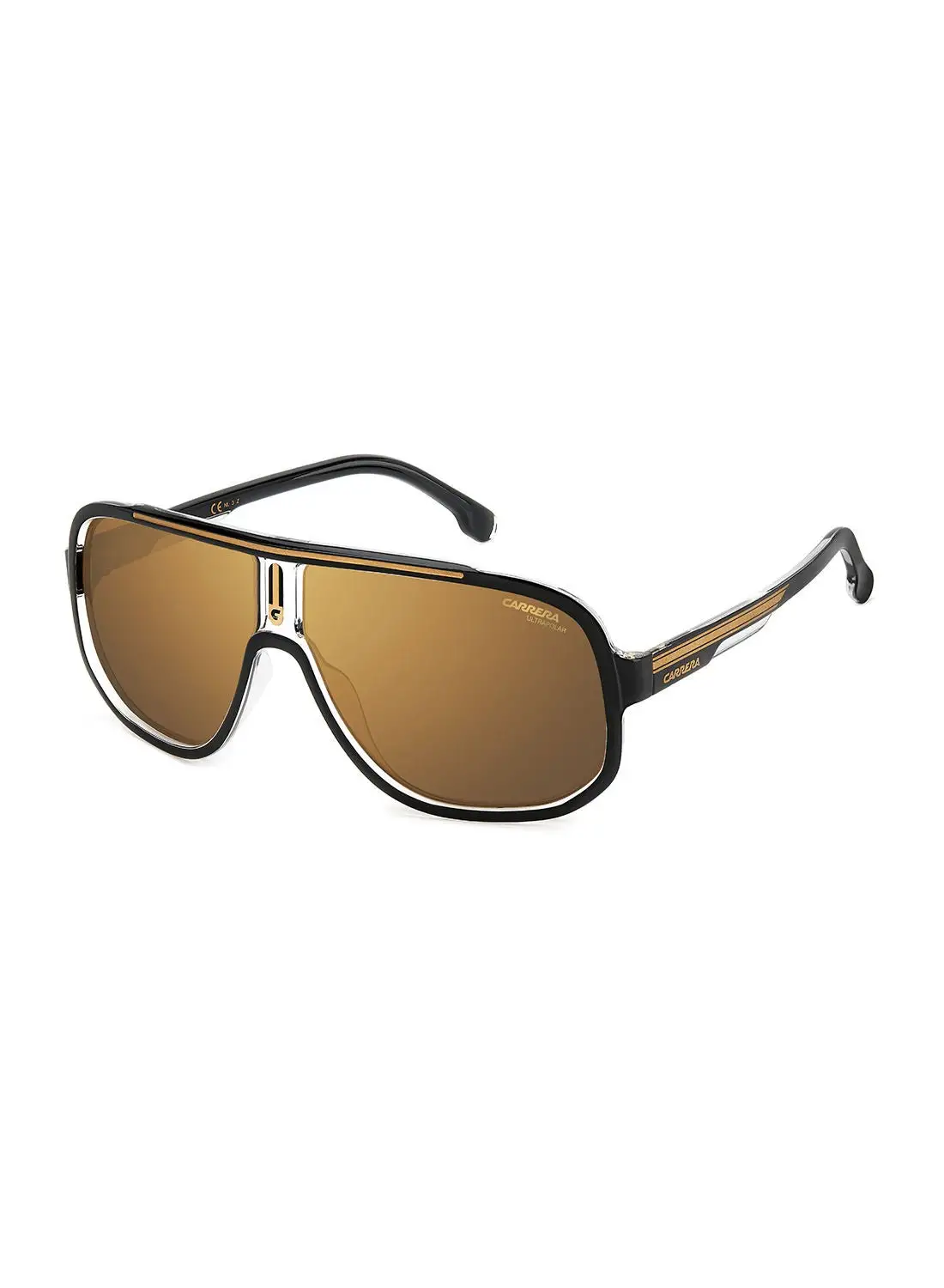 نظارة شمسية كاريرا نافيجيتور للحماية من الأشعة فوق البنفسجية للرجال - Carrera 1058/S أسود/ذهبي 63 - مقاس العدسة: 63 ملم