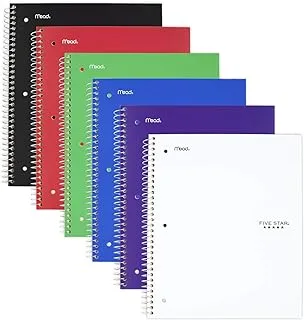 Five Star Spiral Notebooks, 5 Subject, Wide Ruled Paper, 200 Sheets, 10-1/2