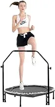 Foldable Mini Trampoline 40Inch Fitness Rebounder with Foam Handle Jumping Exercise Trampoline for Kids/Adults Indoor House Play-Black