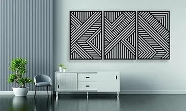 Geometric Wood Wall Art - Set of 3 Modern Panel Each 80x50