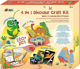 Avenir 4 in 1 Dinosaur Craft Kit | Craft Imaginative Dinosaurs, Spark Creativity, Imagination & Cognitive Development | Age 3+