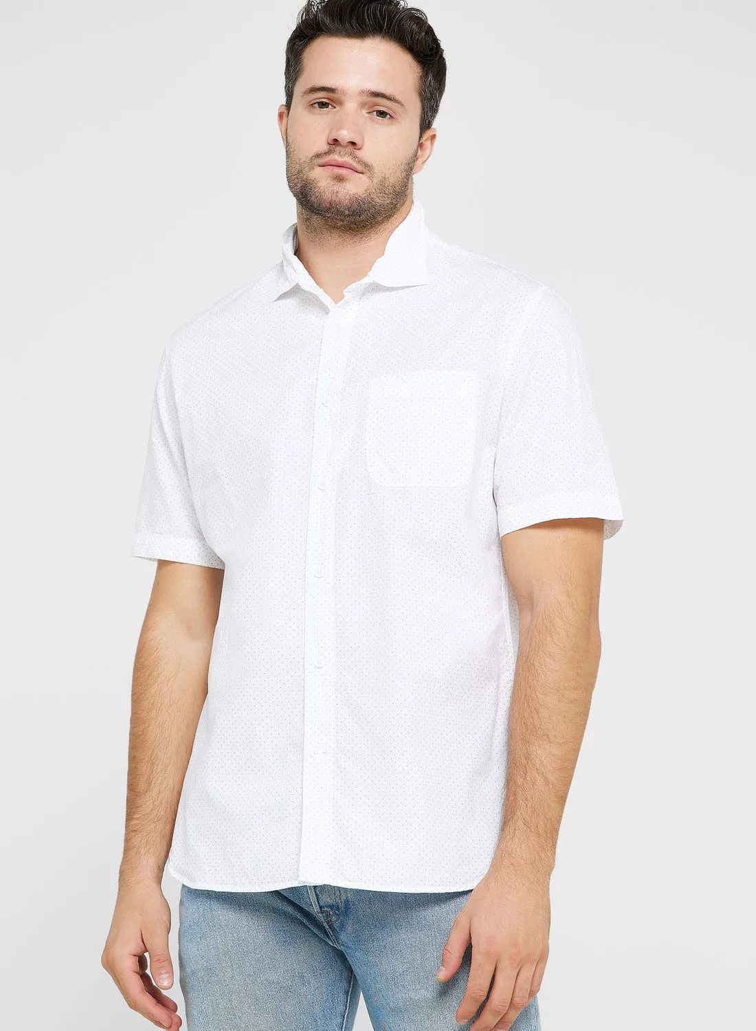 Mango Man Dot Print Regular Fit Shirt